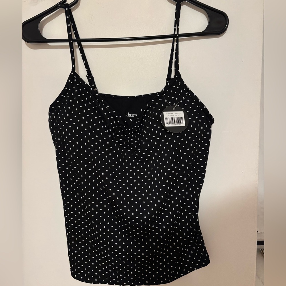 Klassy Network Sweetheart Cami Black Polka Dot